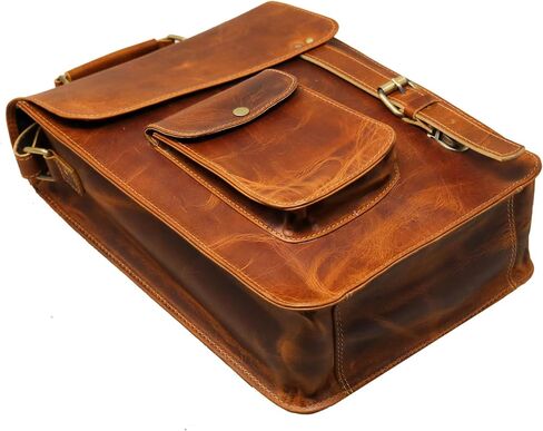 Leather messenger bag shoulder bag cross body vintage messenger bag for women & men satchel man purse in Kuwait