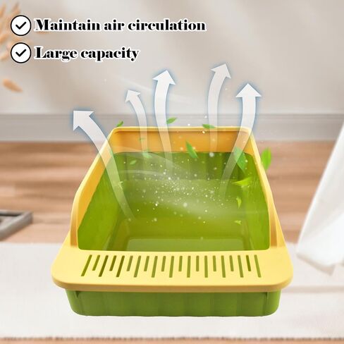 MUYG Open Cat Litter Box with High Side Anti-Splashing Cat Toilet with Litter Sifting Scoop Semi-Enclosed Kitten Litter Tray Pan Removable Prevent Sand Leakage Deodorizing Easy to Clean(Grey) in Saudi Arabia