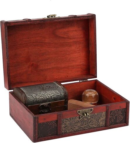 Wooden Box, Wooden Storage Box,Mens Jewelry Box, Wooden Boxes For Storage, Cigar Box, Keepsake Box, Wooden Jewelry Box Organizer For Documents Chinese Design With Hinged Lid in Kuwait