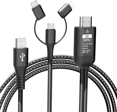 AMANKA Lighting to HDMI Cable HDMI Adapter for TV Phone to TV Adapter 1080P Digital AV Adapter 3 in 1 Sync Screen Connector Cable Compatible for Lighting USB C Micro USB to HDTV Projector Monitor in Saudi Arabia