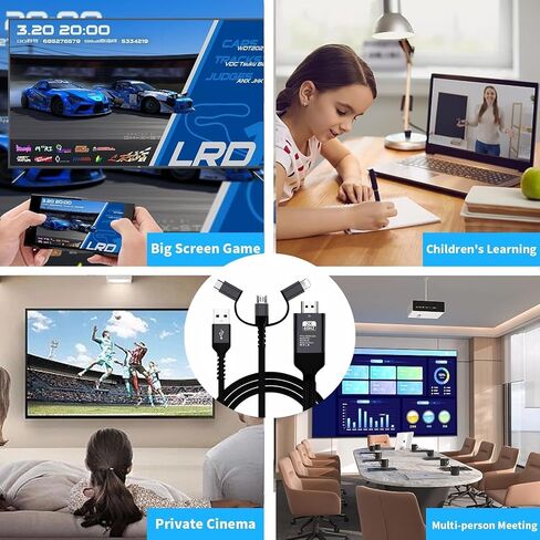 AMANKA Lighting to HDMI Cable HDMI Adapter for TV Phone to TV Adapter 1080P Digital AV Adapter 3 in 1 Sync Screen Connector Cable Compatible for Lighting USB C Micro USB to HDTV Projector Monitor in Saudi Arabia