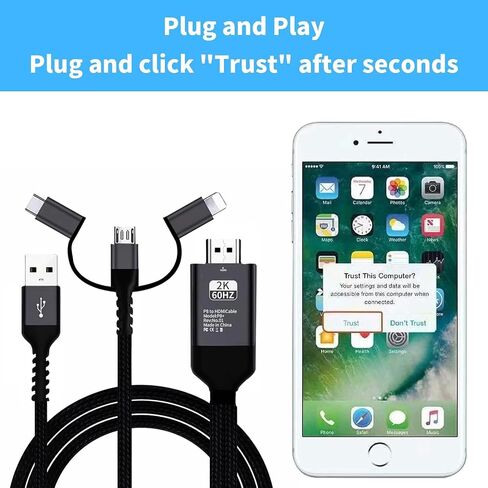 AMANKA Lighting to HDMI Cable HDMI Adapter for TV Phone to TV Adapter 1080P Digital AV Adapter 3 in 1 Sync Screen Connector Cable Compatible for Lighting USB C Micro USB to HDTV Projector Monitor in Saudi Arabia