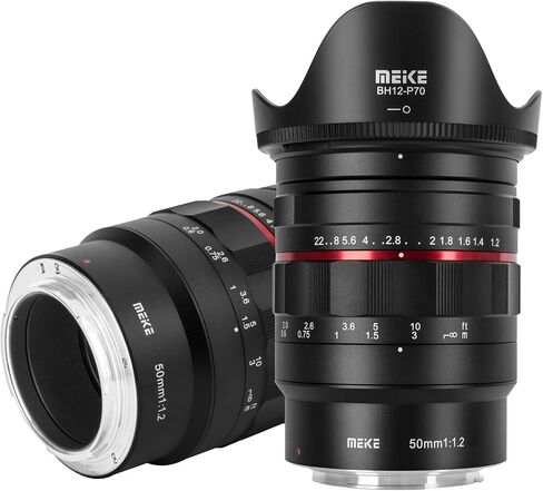 MEKE 50 مم F1.2 إطار كامل عدسة يدوية كبيرة الفتحة متوافقة مع كاميرات Sony E-Mount Cameras A7SIII A7RIV A7IV A7III A9 A7II A7RII in Saudi Arabia