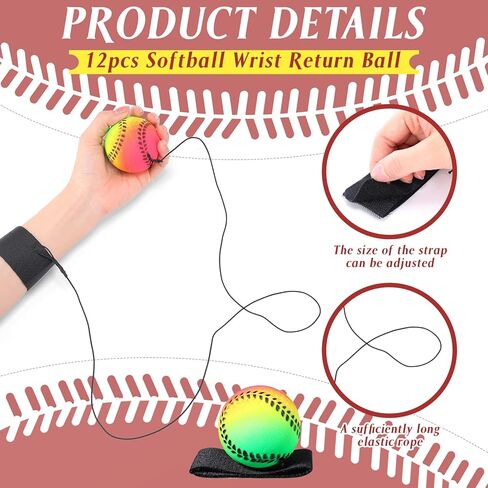 MiniInflat 12 Pcs Drawstring Bags with 12 Pcs Wrist Return Ball 10 x 12 Inch Basketball Baseball Bag Backpack Wrist Balls on a String Leather in Saudi Arabia