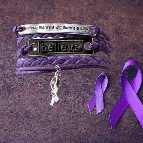 سوار الشريط الأرجواني للتوعية بالسرطان من مجموعة إنفينيتي، سوار سرطان البنكرياس، سوار التوعية، هدية الناجين للنساء in Saudi Arabia