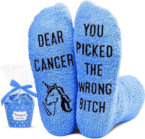 HAPPYPOP Breast Cancer Awareness Socks For Women Inspirational Chemo Socks, Breast Cancer Chemo Survivor Comfort Gifts For Cancer Patients Inspirational Gifts in Kuwait