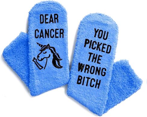 HAPPYPOP Breast Cancer Awareness Socks For Women Inspirational Chemo Socks, Breast Cancer Chemo Survivor Comfort Gifts For Cancer Patients Inspirational Gifts in Kuwait
