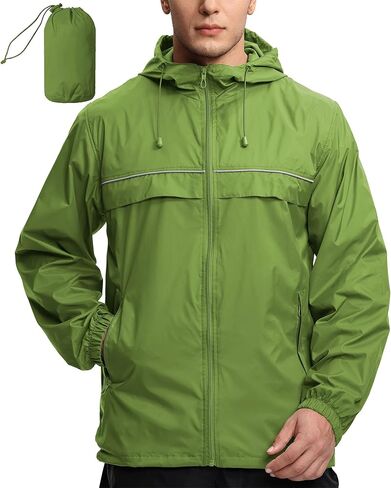 سترة المطر الرجالية V VALANCH مقاومة للماء وخفيفة الوزن مع غطاء رأس معطف واق من المطر للاستخدام في الهواء الطلق للمشي لمسافات طويلة والجري والسفر in Kuwait