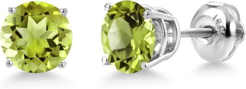 حلق مسمار من حجر الجوهرة ذهب أبيض عيار 14 قيراط مرصع بأحجار الياقوت الأزرق للنساء (2.20 Cttw، أحجار كريمة مستديرة 6 مم) in Kuwait