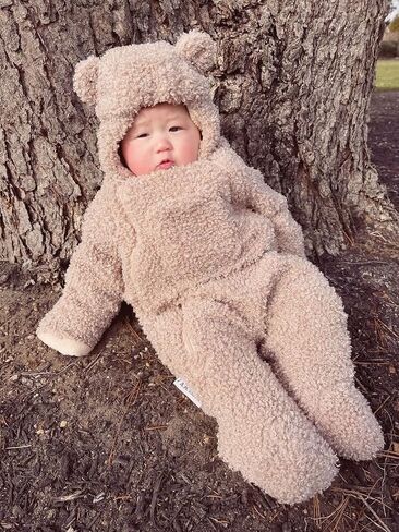 7AM Enfant Baby Jumpsuit Coat - 2 Central Zipper Teddy Jumpsuit for Baby, Water Repellent, Soft Cotton | Warm Baby Jumpsuit in Saudi Arabia