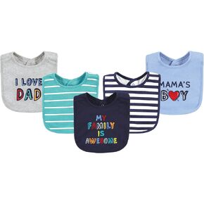 Hudson Baby Unisex Baby Cotton Bibs, Modern Rainbow, One Size