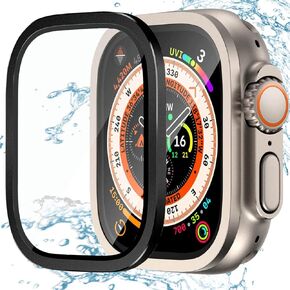 2 Pack Tempered Glass Screen Protector for Apple Watch Ultra/Ultra 2 49mm, Easy Installation Anti-Scratch Bubble-Free HD Clear Tempered Glass Film for iWatch (Black, 49mm)