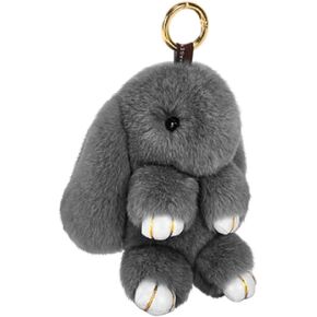 FakeFace Easter Rabbit Bunny Fur Doll Key Chain for Women Bag Charms Plush Pom Pom Key Ring Cellphone Car Pendant