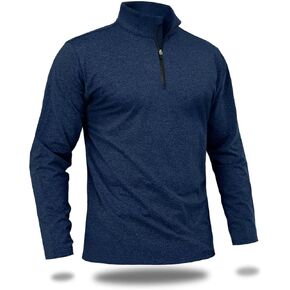 Boladeci Mens Pullover Quarter Zip Fleece Long Sleeve Golf Shirts for Men Lightweight Casual Sweaters Pullovers 1/4 3/4 1/2 Half Zip Sweatshirts Blue
