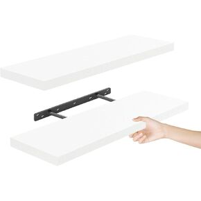 Run Pmy 15.8in Floating Shelves, Wall Mounted Floating Shelves Storage Rack for Bathroom, Living Room, Bedroom and Kitchen, (Set of 4, 15.8" L x 5.6" W x 1.2" H),Rustic Brown