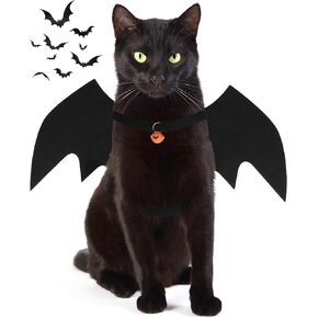 Dog Halloween Costumes for Medium Dog, Dog Bat Wings with Pumpkin Bell Pet Halloween Cosplay Party Dress Up (M)