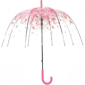 Clear Bubble Umbrella – See Through, Rain & Windproof Umbrella - Perfect for Weddings, Prom, Graduation and Outdoor Events - Automatic Open, Crook Handle, Clear Dome (Black)
