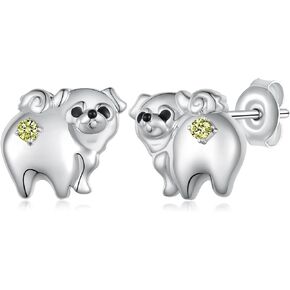 Pug Earrings Sterling Silver Dog Birthstone Earrings Pug Birthstone Gifts Jewelry for Women Girls in Kuwait