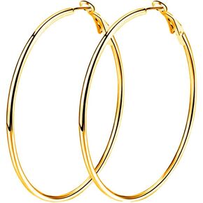 4 أزواج من الأقراط الفضية للنساء، 925 من الفضة الإسترلينية لا تسبب الحساسية مجموعة أقراط فضية كبيرة للفتيات 30 40 50 60 ملم in Kuwait