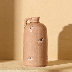 VICTOR & TERESA Small Ceramic Vase for Home Decor, Decorative Rustic Grey Vases for Flower, Modern Farmhouse Vases for Table Accent, Mantel, Living Room,Shelf, Centerpieces, 6.7inch