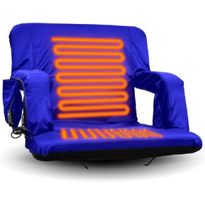 Double Heated Stadium Seats for Bleachers with Back Support and 2 Hooks –3 Level Heating-USB Heated Camping Chair - 4 Pockets-USB Power Bank NOT Included