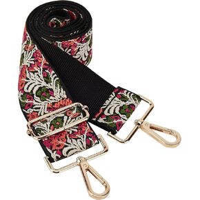 BAKKO Purse Strap Replacement 2" Wide Shoulder Strap for Crossbody Bags Handbags Messenger Duffel Bags Gold Metal Hardware Adjustable Length from 31" to 57" - Jacquard Pastoral Flower A