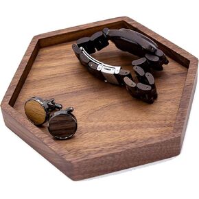 MUUJEE To My Beautiful Wife Ring Dish - Engraved Hexagon Wood Tray Small Jewelry Trinket Dish Wedding Anniv Gift for Her Wife - 5.5" x 5"