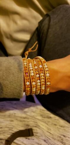 ابتكرت KELITCH خرز العقيق الناري على الجلد الطبيعي 3 سوار ملفوف مصنوع يدويًا مجوهرات صيفية ساحرة جديدة in Kuwait