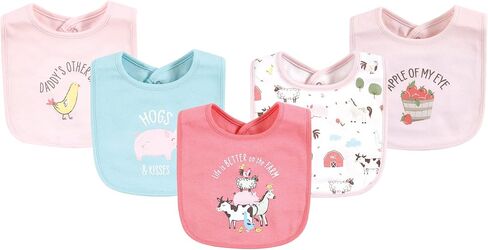 Hudson Baby Unisex Baby Cotton Bibs, Modern Rainbow, One Size in Kuwait