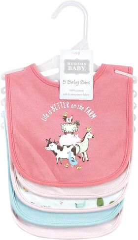 Hudson Baby Unisex Baby Cotton Bibs, Modern Rainbow, One Size in Kuwait