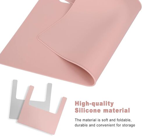 High Chair Placemat, Durable High Chair Placemat Silicone, 2-Piece Set, Can Be Used Interchangeably, Suitable for IKEA Antilop Highchai, for Toddlers and Babies (Pink/White) in Saudi Arabia
