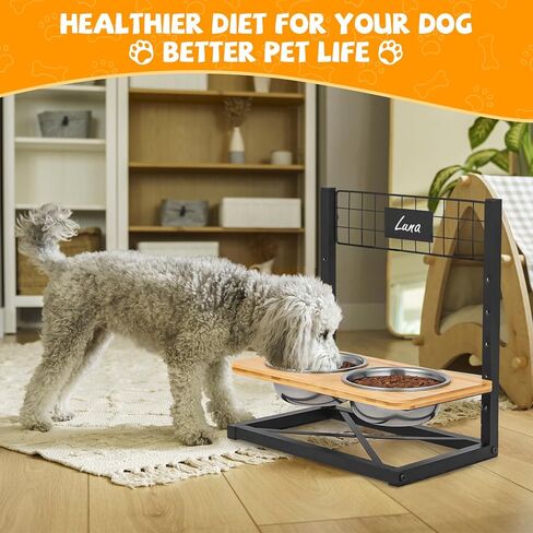 أوعية مرتفعة للكلاب، 12 أوعية للكلاب مرتفعة من الخيزران قابلة للتعديل، مزودة بمياه مغذية مع وعائين من الفولاذ المقاوم للصدأ، قابلة للتعديل بارتفاع 4.8 بوصة حتى 15.7 بوصة، أوعية مرتفعة للحيوانات الأليفة للكلاب والقطط الصغيرة والمتوسطة والكبيرة in Kuwait