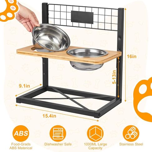 أوعية مرتفعة للكلاب، 12 أوعية للكلاب مرتفعة من الخيزران قابلة للتعديل، مزودة بمياه مغذية مع وعائين من الفولاذ المقاوم للصدأ، قابلة للتعديل بارتفاع 4.8 بوصة حتى 15.7 بوصة، أوعية مرتفعة للحيوانات الأليفة للكلاب والقطط الصغيرة والمتوسطة والكبيرة in Kuwait