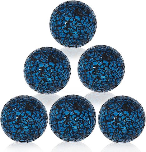 Kesywale 6PCS Decorative Balls Set 2.4 Inches/ 6cm Small Mosaic Spheres Glass Orbs Decorative Balls for Centerpiece Bowls Vases Fillers Dining Coffee Table Wedding Party Decor (Black) in Saudi Arabia