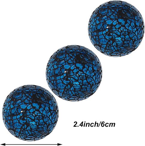 Kesywale 6PCS Decorative Balls Set 2.4 Inches/ 6cm Small Mosaic Spheres Glass Orbs Decorative Balls for Centerpiece Bowls Vases Fillers Dining Coffee Table Wedding Party Decor (Black) in Saudi Arabia