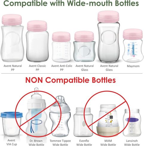 Maymom Solid Lids Aka Travel Caps w/Sealing Ring Compatible with Avent Bottle; Cap Replace Avent Natural Bottle Screw Ring n Sealing Disc; Fit Avent Anti-colic Polypropylene, Glass Bottle, Avent PP in Saudi Arabia
