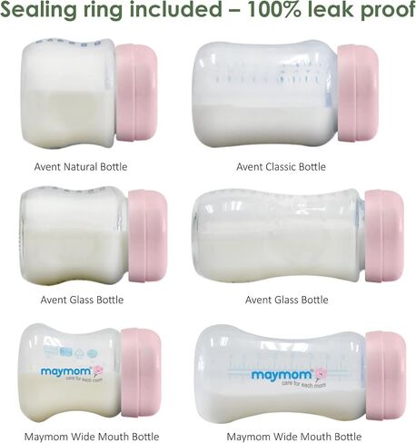 Maymom Solid Lids Aka Travel Caps w/Sealing Ring Compatible with Avent Bottle; Cap Replace Avent Natural Bottle Screw Ring n Sealing Disc; Fit Avent Anti-colic Polypropylene, Glass Bottle, Avent PP in Saudi Arabia