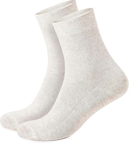 Ekorganix Special Mesh-Knitted Thin Breathable Organic Linen Socks for Men, 3-Pack, Undyed, 9-11 in Saudi Arabia