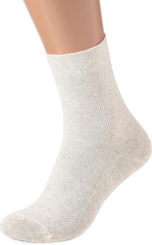 Ekorganix Special Mesh-Knitted Thin Breathable Organic Linen Socks for Men, 3-Pack, Undyed, 9-11 in Saudi Arabia