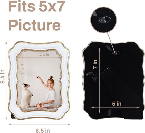 إطار صورة عتيق مقاس 5 × 7 من PHAREGE باللون الأسود والذهبي، إطار صورة عتيق مزخرف للصور مقاس 5 × 7، إطار صورة قديم للعرض العمودي أو الأفقي على سطح الطاولة، حزمة واحدة in Kuwait