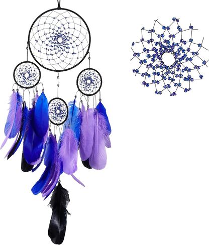 Brown Dream Catchers - Rooster Feathers with Multiring, Handmade Large Dreamcatcher for Bedroom, Dream Catcher for Girls, Dream Catchers for Boys, Dream Catcher Wall Decor in Saudi Arabia