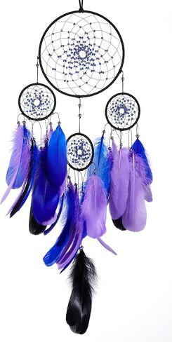 Brown Dream Catchers - Rooster Feathers with Multiring, Handmade Large Dreamcatcher for Bedroom, Dream Catcher for Girls, Dream Catchers for Boys, Dream Catcher Wall Decor in Saudi Arabia