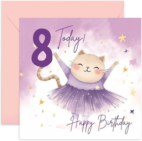 Old English Co. Sixth Birthday Card for Girls - Happy 6th Birthday - Age 6 - Six Years Old - Cute Ballerina Cat Animal Themed Birthday Card for Daughter, Niece, Granddaughter, Goddaughter in Saudi Arabia