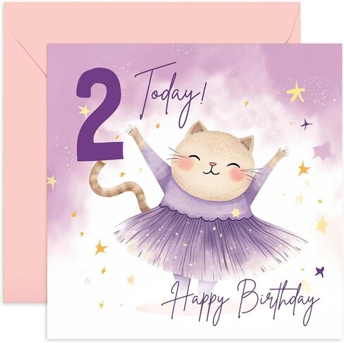 Old English Co. Sixth Birthday Card for Girls - Happy 6th Birthday - Age 6 - Six Years Old - Cute Ballerina Cat Animal Themed Birthday Card for Daughter, Niece, Granddaughter, Goddaughter in Saudi Arabia