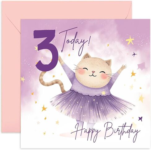 Old English Co. Sixth Birthday Card for Girls - Happy 6th Birthday - Age 6 - Six Years Old - Cute Ballerina Cat Animal Themed Birthday Card for Daughter, Niece, Granddaughter, Goddaughter in Saudi Arabia