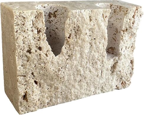 Marble Candle Holder Travertine Candlestick Holder for Home Decor, Natural Stone Holder with Natural Split Face, 2 Holes (Beige Travertine) in Saudi Arabia