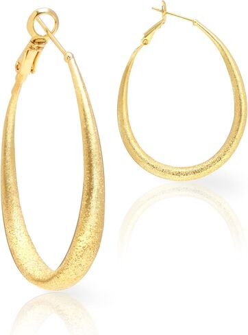 ILLUMIN 18K Gold Plated Large Hoop Earrings, Sterling Silver Posts, Hypoallergenic, Lightweight, Trendy Fashion Jewelry Gifts for Women Girls in Saudi Arabia