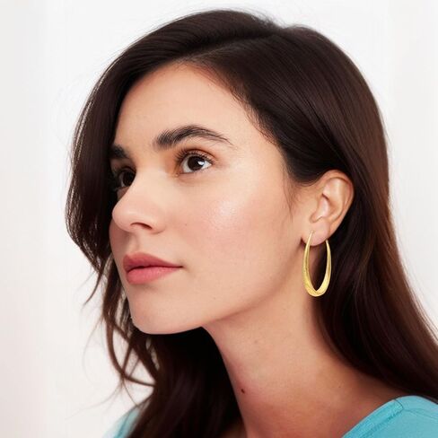 ILLUMIN 18K Gold Plated Large Hoop Earrings, Sterling Silver Posts, Hypoallergenic, Lightweight, Trendy Fashion Jewelry Gifts for Women Girls in Saudi Arabia