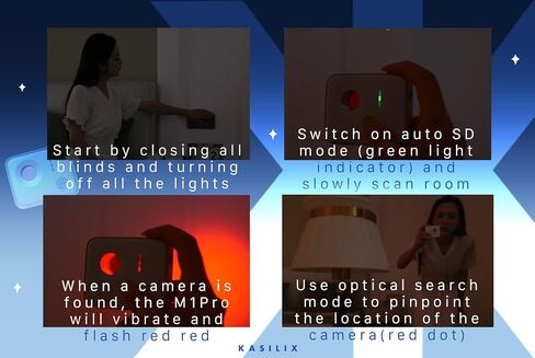 KASILIX Smart Hidden Camera Detector, Device to Find Hidden Cameras Indoor, Professional RF Detector, Spy Bug Finder, Privacy Safety w/Anti-Theft Vibration Sounding Alarm in Saudi Arabia