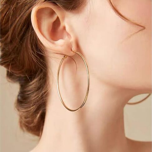 4 Pairs Silver Hoop Earrings for Women, 925 Sterling Silver Hypoallergenic Hoop Earrings Large Silver Hoop Earrings Set For Girls 30 40 50 60mm in Kuwait